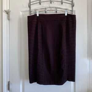 LOFT NWT Burgundy and Black Striped Pencil Skirt - Size 16T